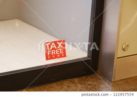 TaxFree Zone Signage in a Modern Retail Business Environment for Consumers 122957554
