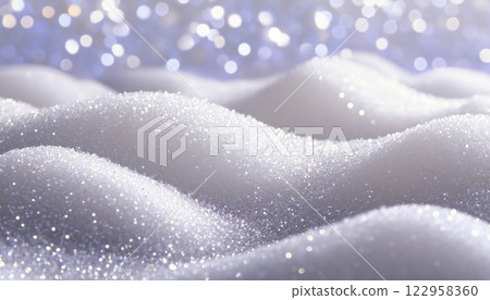 Glittering Soft White Snow Drifts: A Winter Wonderland Snowy Border Scene. 122958360