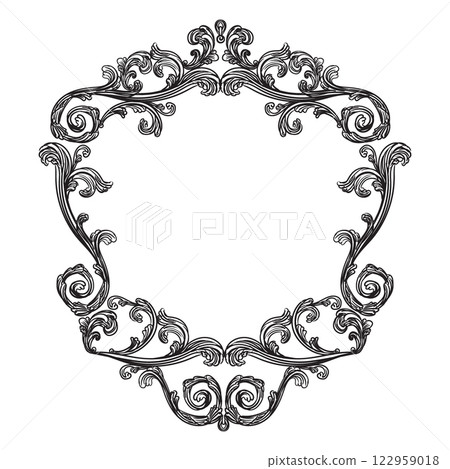 Vintage ornate baroque design element frame illustration 122959018