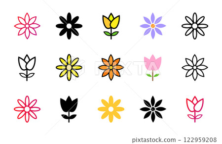 Flower Icon Set Vector Illustration Flower Icon Set Vector Illustration 122959208
