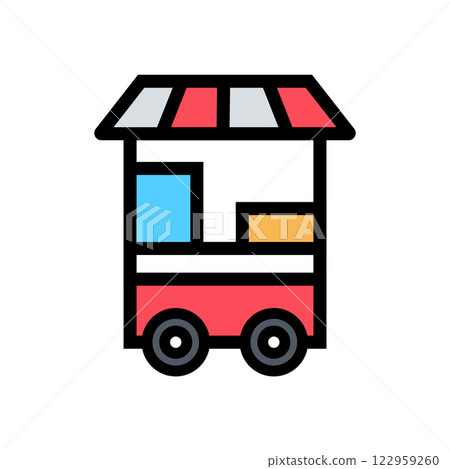 Food Cart Icon Vector Illustration. Food Cart Lineal Color Icon Food Cart Icon Vector Illustration. Food Cart Lineal Color Icon 122959260