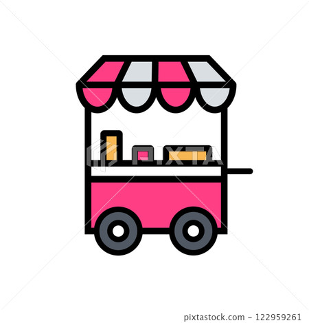 Street Food Icon Vector Illustration. Street Food Lineal Color Icon Street Food Icon Vector Illustration. Street Food Lineal Color Icon 122959261