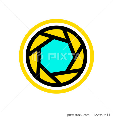 Camera shutter Icon Vector Illustration. Camera shutter Lineal Color Icon 122959311