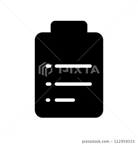 Clipboard Fill Icon Symbol Vector. Black Glyph Clipboard Icon Clipboard Fill Icon Symbol Vector. Black Glyph Clipboard Icon 122959333