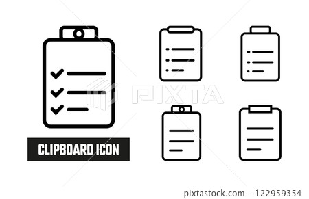 Clipboard Lineal Icon Symbol Vector. Black Outline Clipboard Icon 122959354