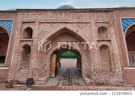 Entrance to the Imamzadeh Mausoleum complex in Ganja, Azerbaijan, showcasing stunning architecture and design 122959663