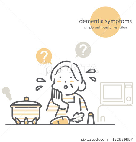Elderly people suffering from dementia: simple and stylish line drawing illustration 122959997