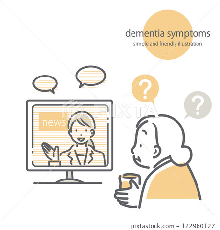 Elderly people suffering from dementia: simple and stylish line drawing illustration 122960127