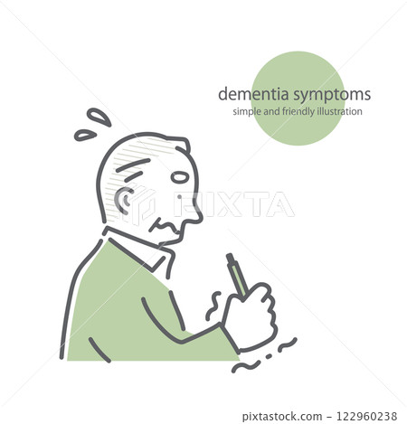 Elderly people suffering from dementia: simple and stylish line drawing illustration 122960238