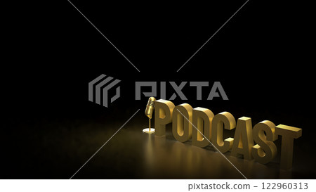 Microphone for podcast or Radio live concept 3d Rendering. Microphone for podcast or Radio live concept 3d Rendering. 122960313