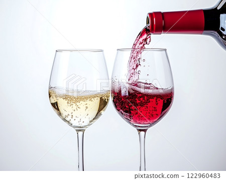 The beauty of wine against a clear white background 122960483
