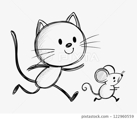 Cat and Mouse Playful Chase Cat and Mouse Playful Chase 122960559