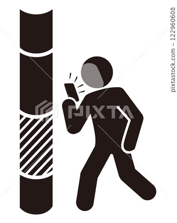 警告人們不要在走路時使用智慧型手機的象形圖 122960608