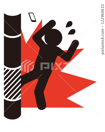 Pictogram for warning people not to use their smartphones while walking 122960610