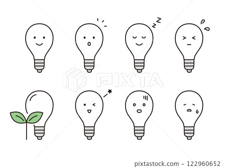 帶有各種表情的燈泡圖示集 帶有各種表情的燈泡圖示集 122960652