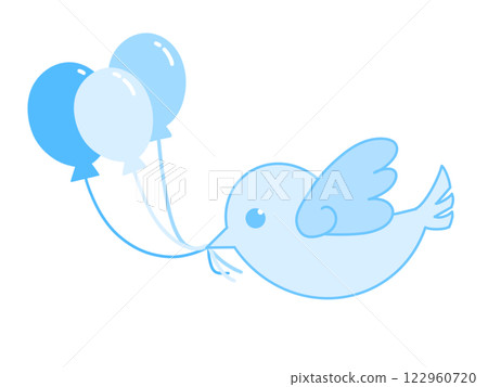 Bird carrying a balloon Bird carrying a balloon 122960720