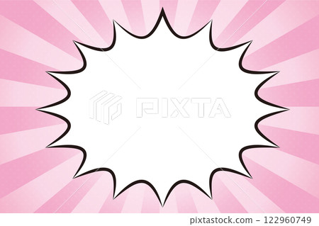 A speech bubble frame with a pink focus line in the background 122960749