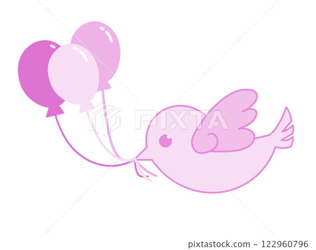 Bird carrying a balloon Bird carrying a balloon 122960796