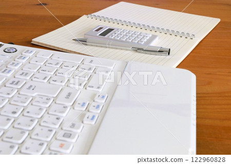 Desk work, business items, laptop 122960828