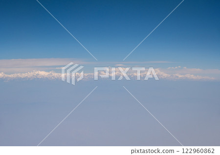 Mt.Everest with others Himalayas mountains range look through airplane window during flight from Bangkok to Kathmandu, Nepal. Mt.Everest with others Himalayas mountains range look through airplane window during flight from Bangkok to Kathmandu, Nepal. 122960862