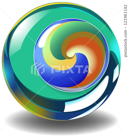Colorful Swirl in Glass Sphere 122961182