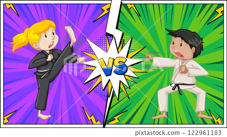 Martial Arts Showdown: Girl vs Boy 122961183