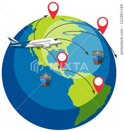Global Trade and Transportation Routes Global Trade and Transportation Routes 122961184