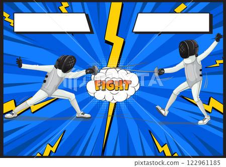 Dynamic Fencing Duel Illustration Dynamic Fencing Duel Illustration 122961185