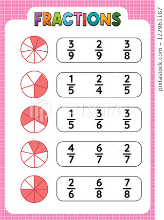 Colorful Fractions Learning Chart Colorful Fractions Learning Chart 122961187