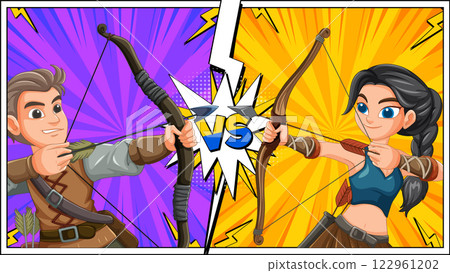 Archery Showdown: Man vs Woman 122961202