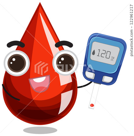 Happy Blood Drop with Glucometer 122961217