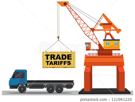Trade Tariffs and Global Commerce Illustration 122961220