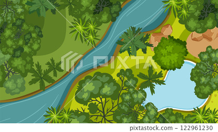 Lush River and Forest Landscape Lush River and Forest Landscape 122961230