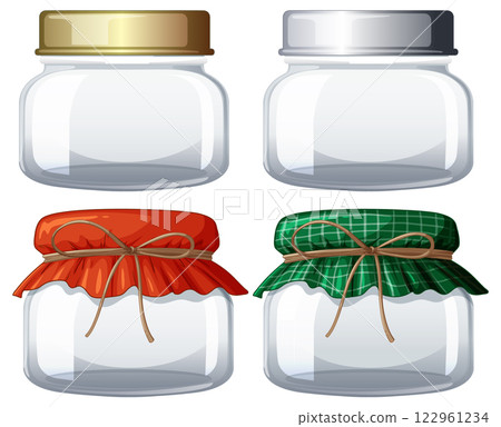 Colorful Jars with Decorative Lids Colorful Jars with Decorative Lids 122961234