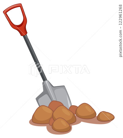 Shovel and Rocks Illustration 122961268
