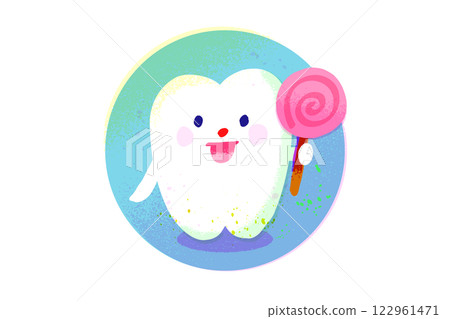 吃糖果的牙齒特徵手繪插圖 122961471