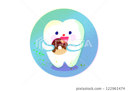 吃糖果的牙齒特徵手繪插圖 122961474