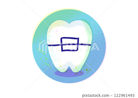 接受牙齒矯正治療的牙齒手繪插畫素材 122961493