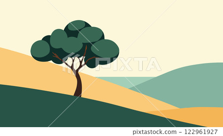 Solitary Tree in a Desert Landscape 122961927