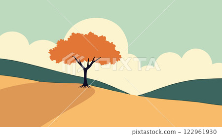 Solitary Tree in a Desert Landscape 122961930