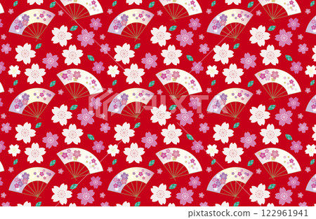 日本櫻花圖案2（深紅色） 122961941