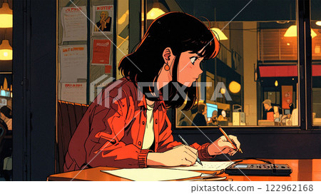 Late Night Writing in a Cozy Café Late Night Writing in a Cozy Café 122962168