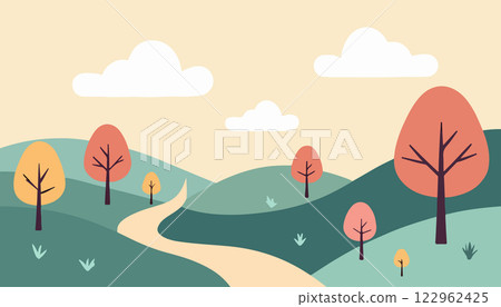 Whimsical Autumn Landscape 122962425