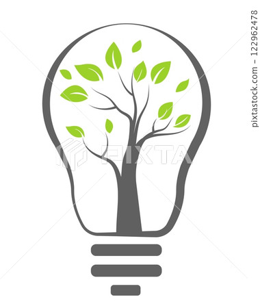 Creative illustration of a tree inside a light bulb symbolizing eco-friendly ideas and sustainable living Creative illustration of a tree inside a light bulb symbolizing eco-friendly ideas and sustainable living 122962478