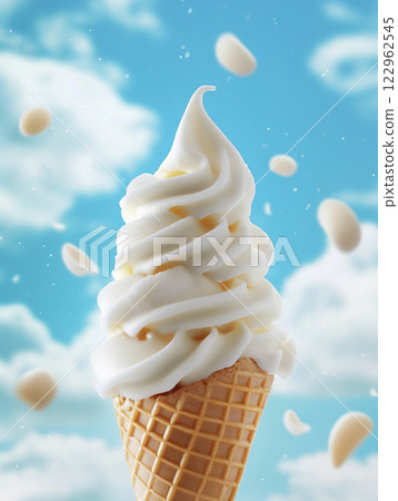 Soft cream against the blue sky AI image 122962545
