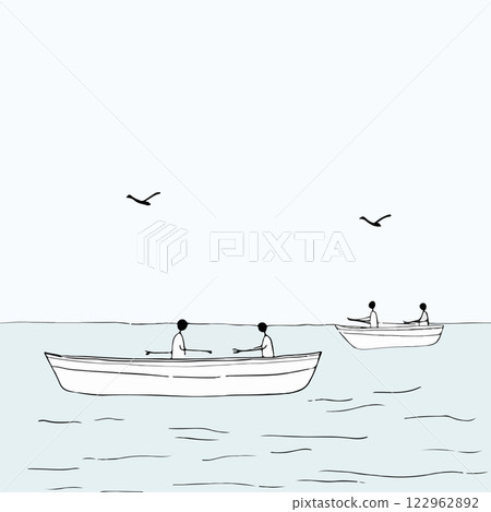 Rowing on Calm Waters 122962892