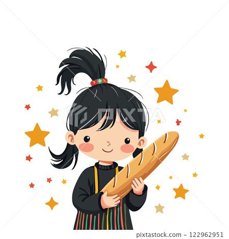 Joyful Girl with Bread 122962951