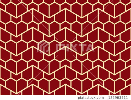 The geometric pattern with lines. Seamless vector background. Golden and red texture. Graphic modern pattern. Simple lattice graphic design 122963311