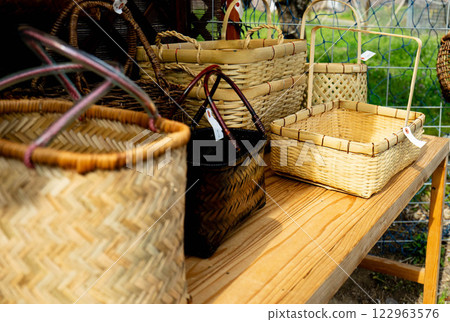 Oita Bamboo Crafts: Bamboo crafts displayed in storefronts 122963576