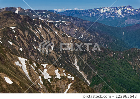 從谷川山頂遠眺積雪的仙乃倉山、苗場山以及北阿爾卑斯山白馬山脈 從谷川山頂遠眺積雪的仙乃倉山、苗場山以及北阿爾卑斯山白馬山脈 122963648